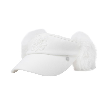 여성 심볼 부클 자수 리본 퍼 이어워머 썬바이저