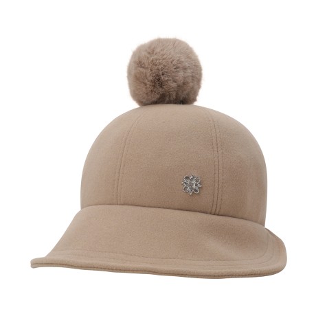 여성 탈착 폼폼 퍼 이어워머 버킷햇