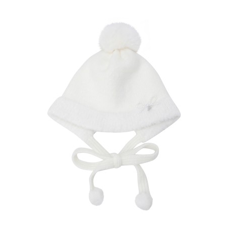 여성 리본 폼폼이 스트랩 비니