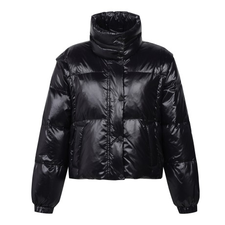 여성 탈착 슬리브 글로시 구스 다운 점퍼