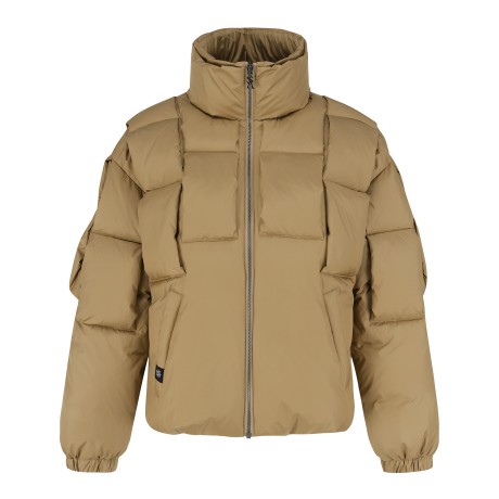 여성 패널 하이넥 구스다운 점퍼