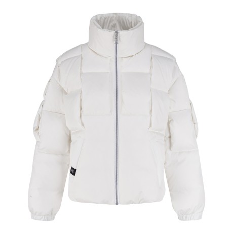 여성 패널 하이넥 구스다운 점퍼