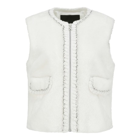 여성 브레이드 퍼 집업 베스트