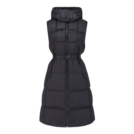 여성 후드 탈착 벨티드 롱 구스다운 점퍼