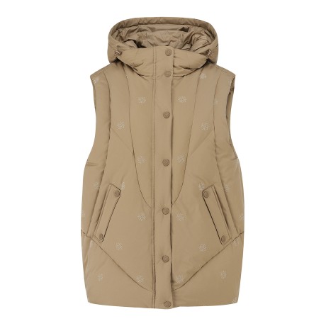 여성 탈 착 후드 심볼 패턴 다운 베스트