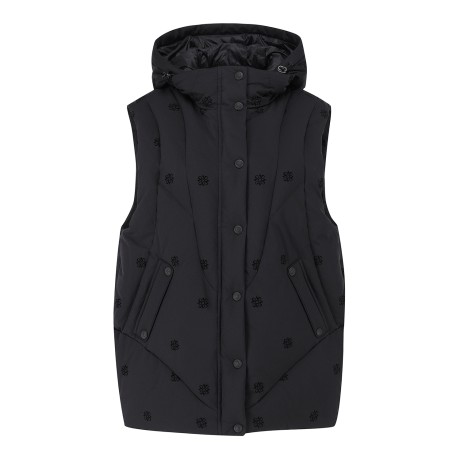 여성 탈 착 후드 심볼 패턴 다운 베스트