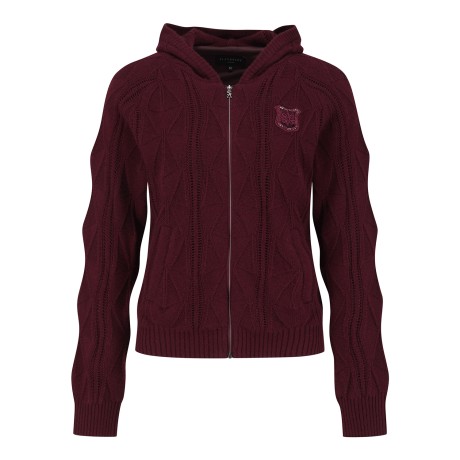 여성 아가일 패턴 방풍 후드 집업 가디건