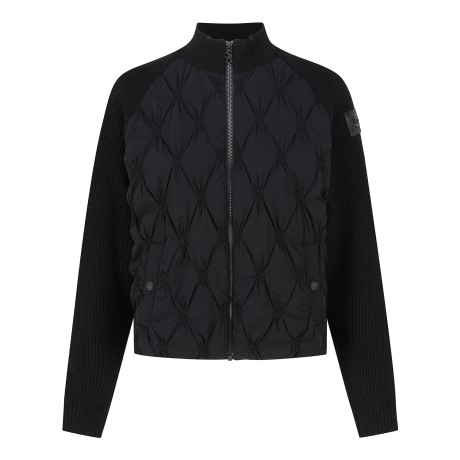 여성 링클 퀼팅 와플 조직 믹스 집업 가디건