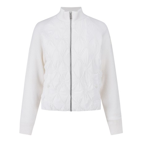 여성 링클 퀼팅 와플 조직 믹스 집업 가디건