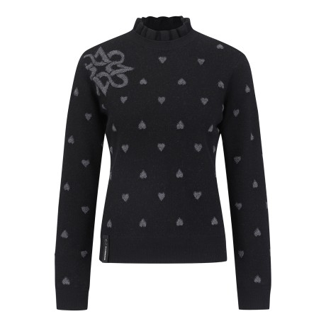 여성 별 심볼 하트 패턴 울 믹스 니트