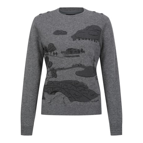 여성 스케치 자수 리벳 포인트 방풍 니트