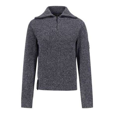 여성 믹스 조직 하프 집업 방풍 니트