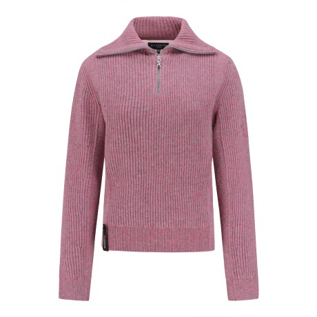 여성 믹스 조직 하프 집업 방풍 니트