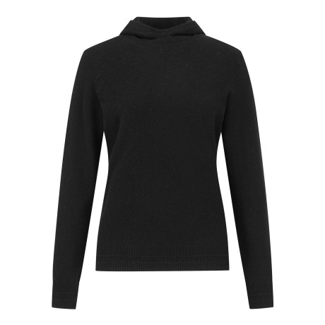 여성 엠보 심볼 캐시미어 믹스 방풍 후드 니트