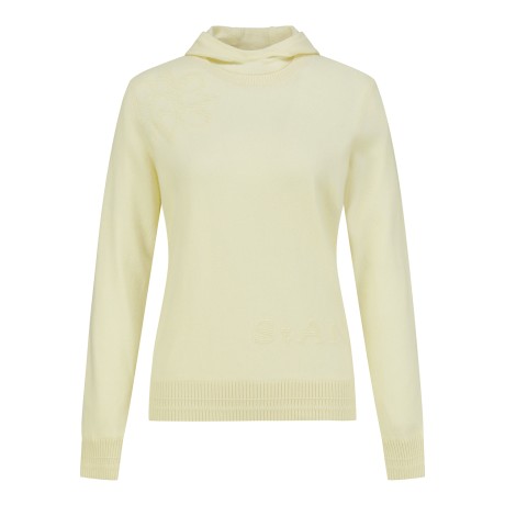 여성 엠보 심볼 캐시미어 믹스 방풍 후드 니트