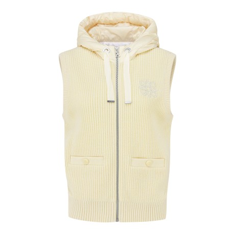 여성 심폴 패치 구스 다운 믹스 방풍 후드 집업 베스트