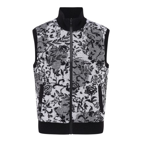 여성 플로럴 자카드 리버시블 구스 다운 베스트