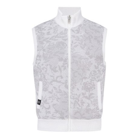 여성 플로럴 자카드 리버시블 구스 다운 베스트