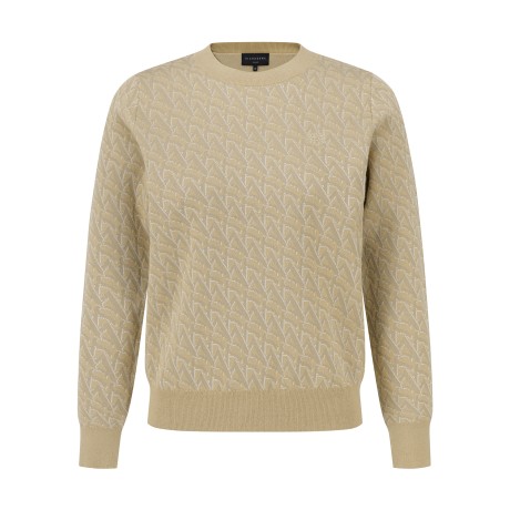 여성 로고 자카드 패턴 긴팔 니트