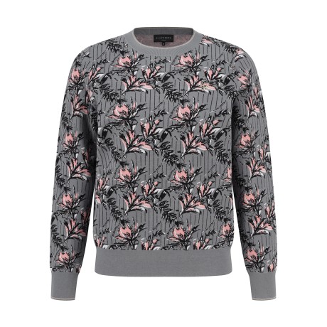 여성 플로럴 자카드 라운드 긴팔 니트