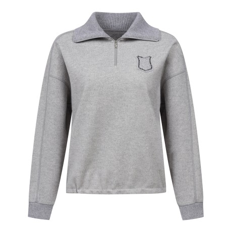 여성 별 심볼 립 와이드 카라 반집업 긴팔티셔츠