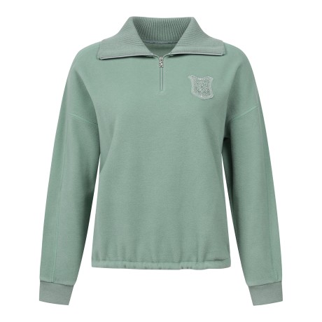 여성 별 심볼 립 와이드 카라 반집업 긴팔티셔츠