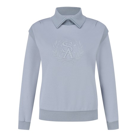 여성 STA 로고 니트 카라 밍크 기모 긴팔티셔츠