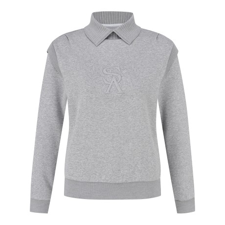 여성 STA 로고 니트 카라 밍크 기모 긴팔티셔츠