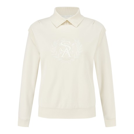 여성 STA 로고 니트 카라 밍크 기모 긴팔티셔츠