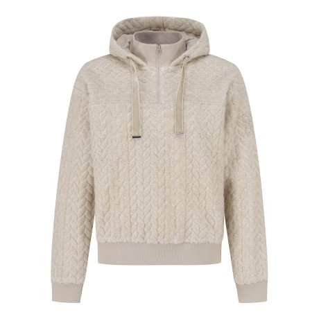 여성 별 부클 자수 미니 후드 방풍 반집업 긴팔티셔츠