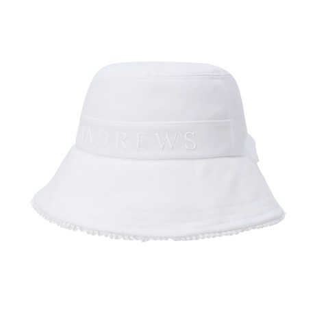 여성 글리터 로고 프릴 챙 버킷햇