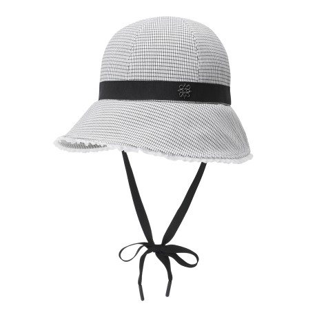 여성 프릴 라인 체크 오픈 버킷햇