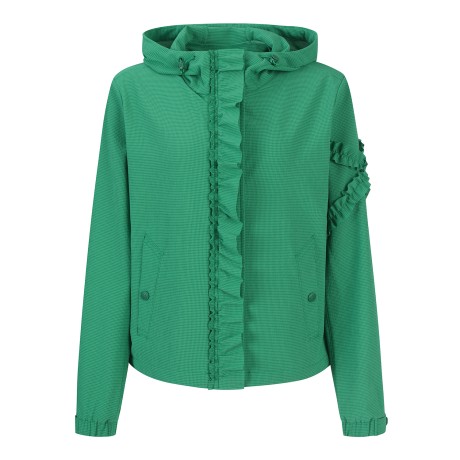 여성 프릴 라인 시어서커 후드 점퍼