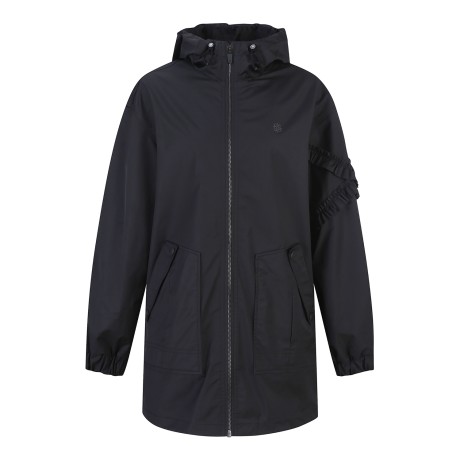 여성 프릴 라인 스트링 후드 롱 점퍼