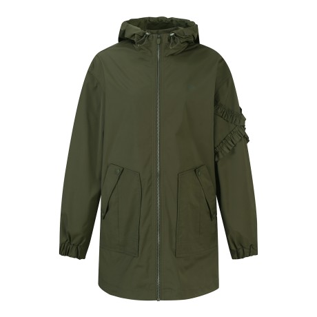 여성 프릴 라인 스트링 후드 롱 점퍼