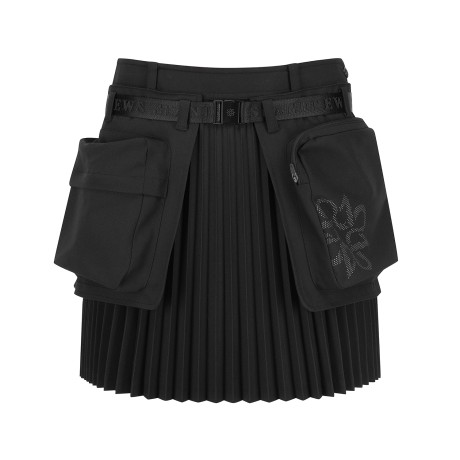 여성 포켓 벨티드 플리츠 큐롯 스커트