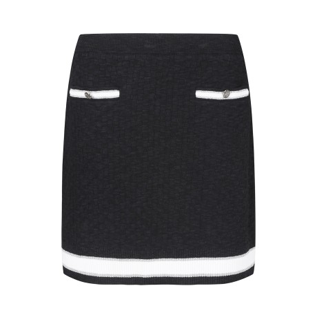 여성 체크 조직감 배색라인 니트 스커트