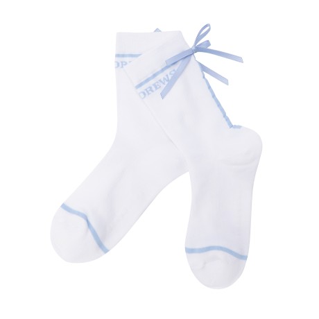 여성 백 리본 컬러 라인 중목 양말