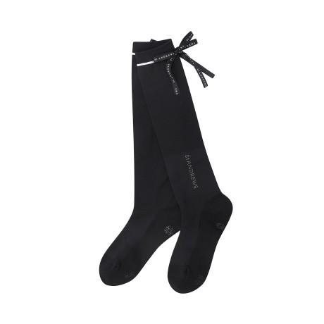 여성 백 리본 컬러 라인 니삭스