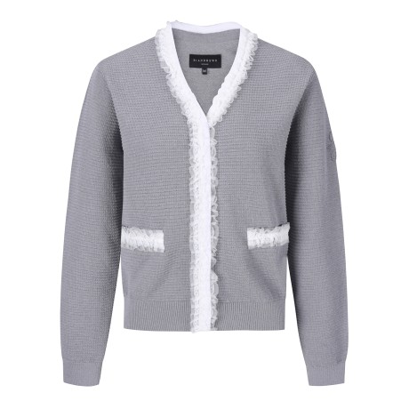 여성 레이스 프릴 니트 가디건