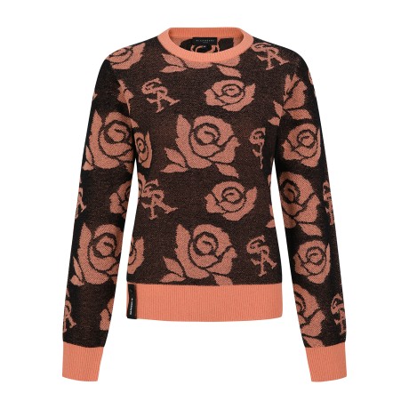 여성 로고 플로럴 자카드 니트