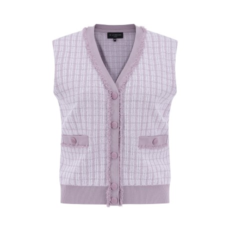 여성 프린지 체크 니트 베스트