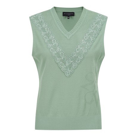 여성 레이스 라인 V넥 니트 베스트