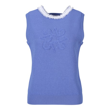 여성 레이스 프릴 별 심볼 니트 베스트