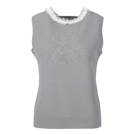 여성 레이스 프릴 별 심볼 니트 베스트