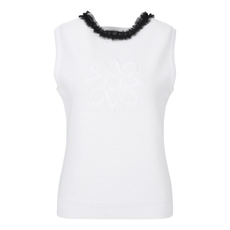 여성 레이스 프릴 별 심볼 니트 베스트