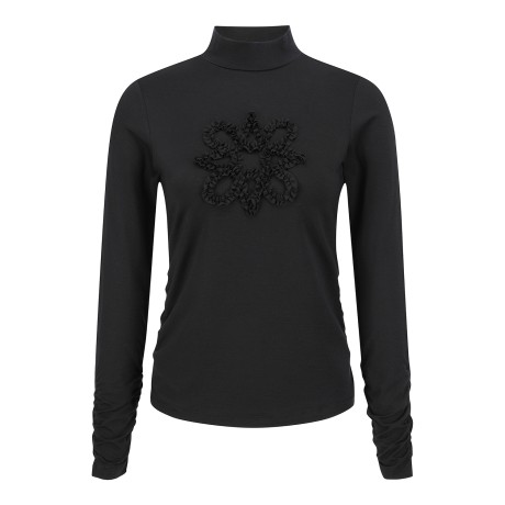 여성 프릴 별 심볼 셔링 긴팔 티셔츠