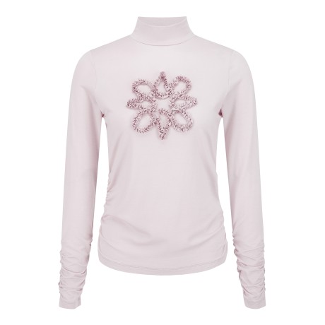 여성 프릴 별 심볼 셔링 긴팔 티셔츠