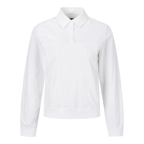 여성 별 심볼 칼라 핀턱 긴팔 티셔츠