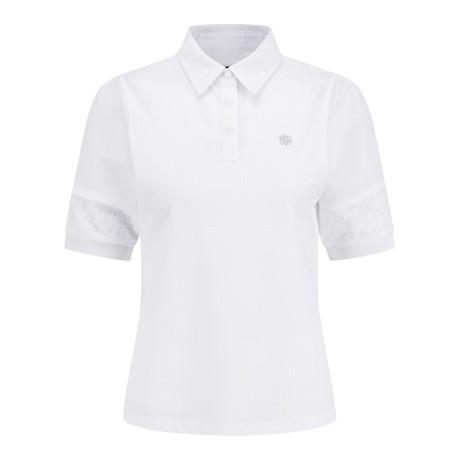 여성 별 심볼 포인트 칼라 반팔 티셔츠